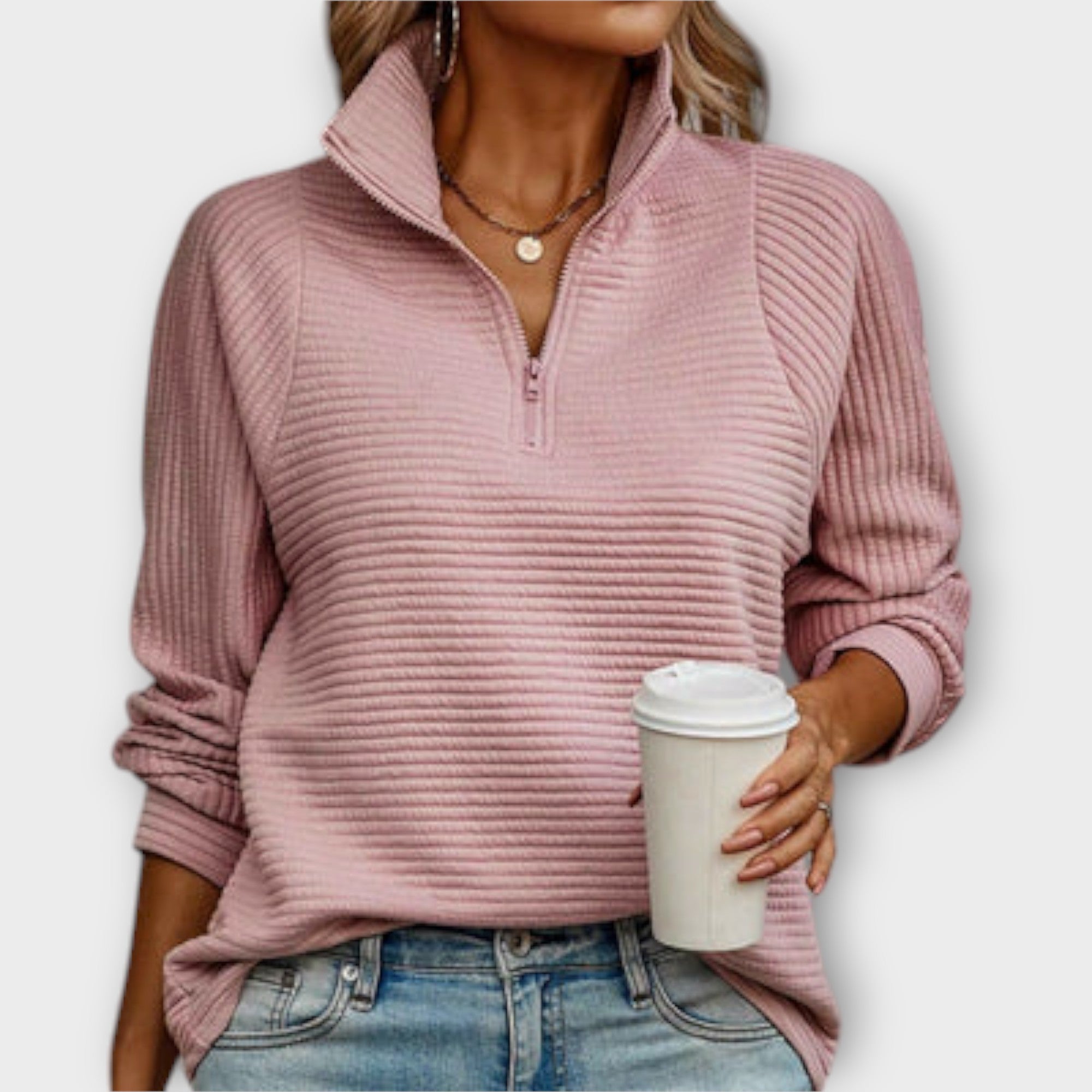 Lenka | Eleganter Pullover mit Polo-Reissverschluss