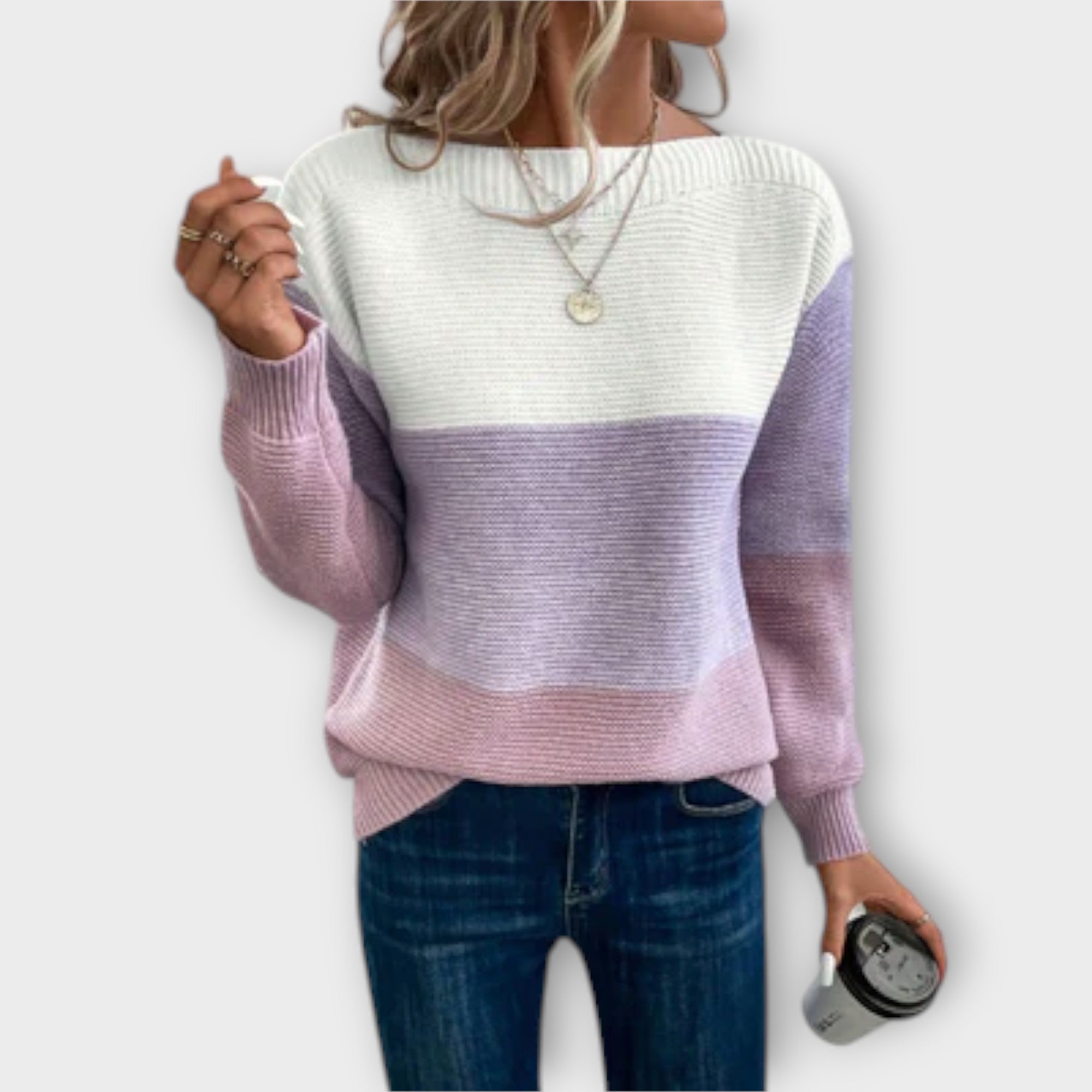 Nela | Eleganter gestreifter Strickpullover