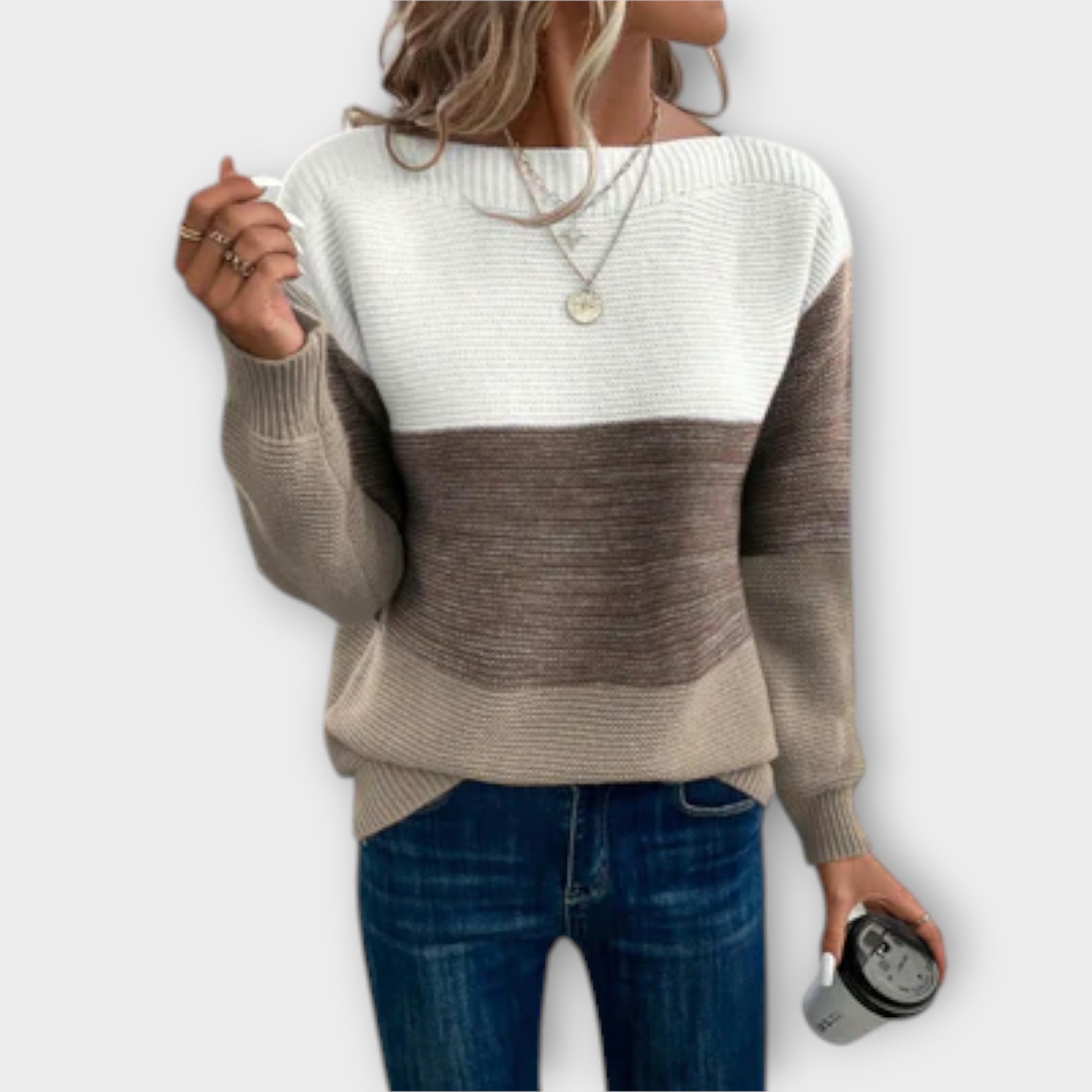 Nela | Eleganter gestreifter Strickpullover