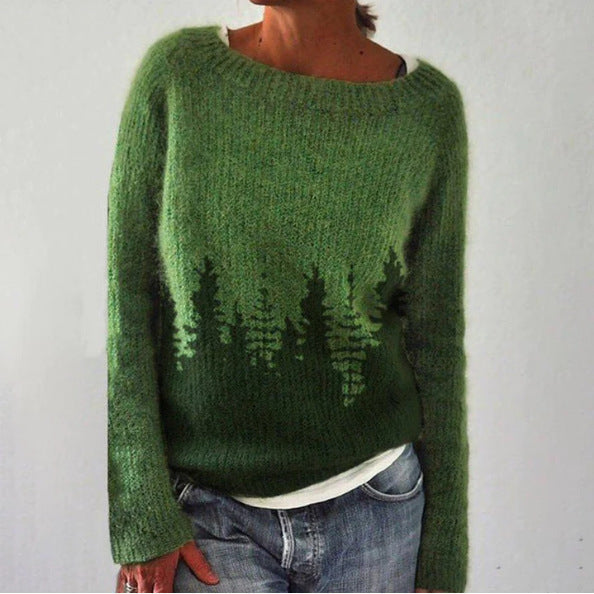 Ema | Strickpullover mit Waldmuster