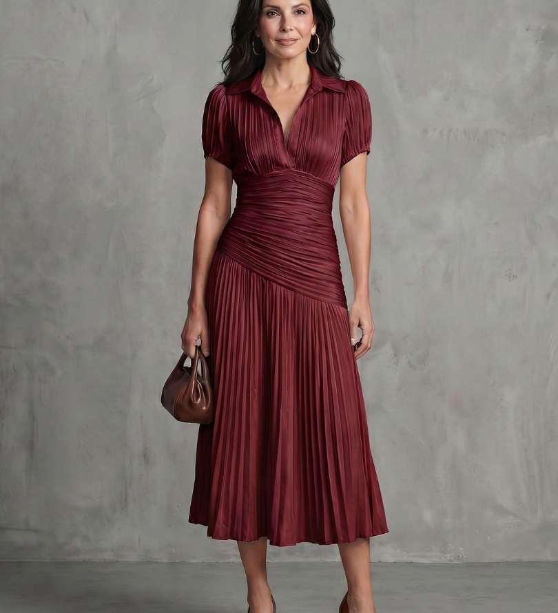 Claire | Midi-Kleid mit geraffter Taille