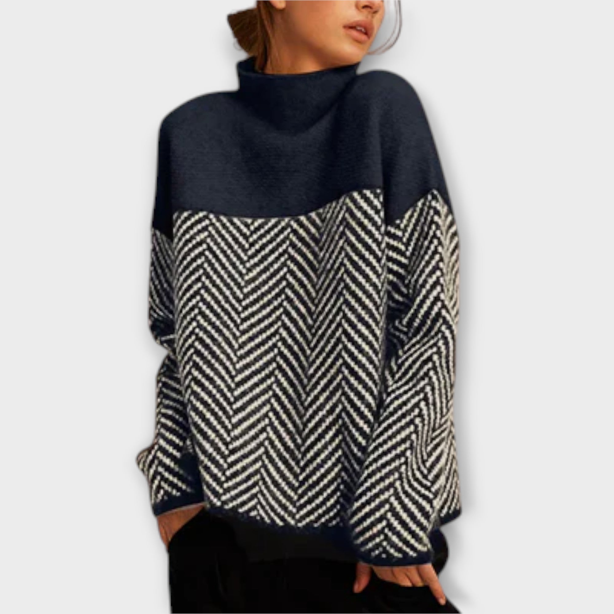 Petra | Eleganter Rollkragenpullover für Damen mit gemustertem Design