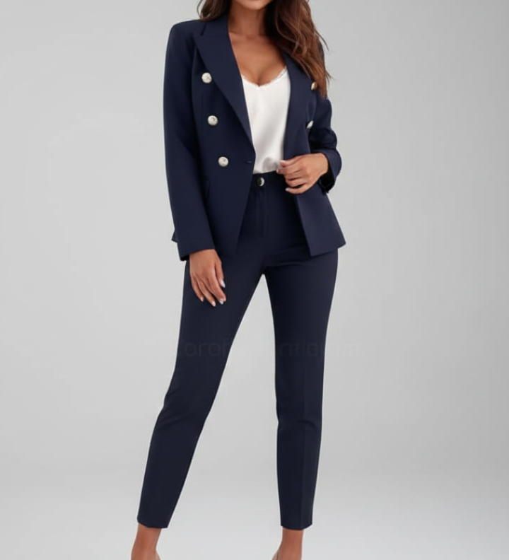 Charlotte | Damenanzug-Set mit geknöpftem Blazer und geraden Hosen