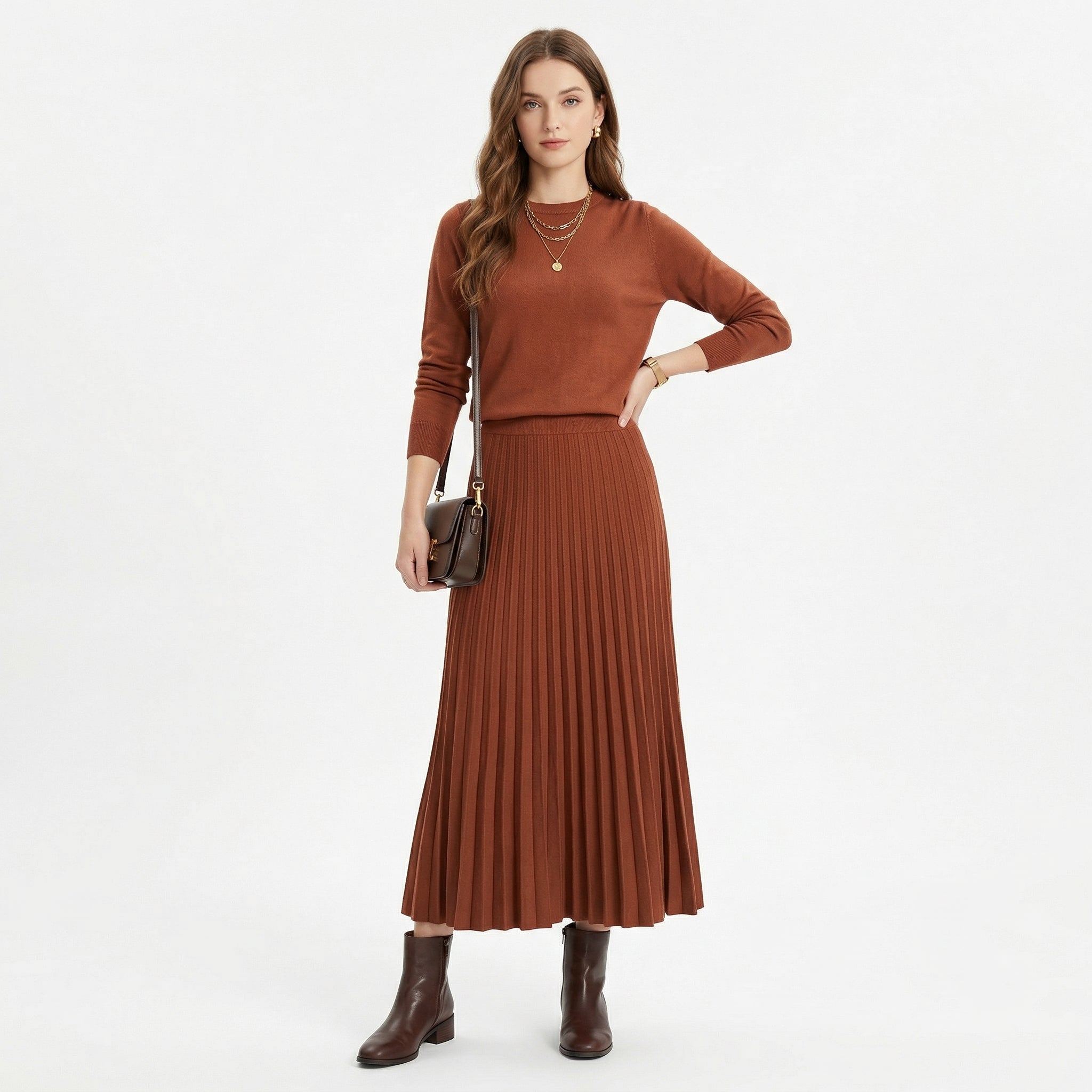 Filipa | Strickset und Plissierter Rock